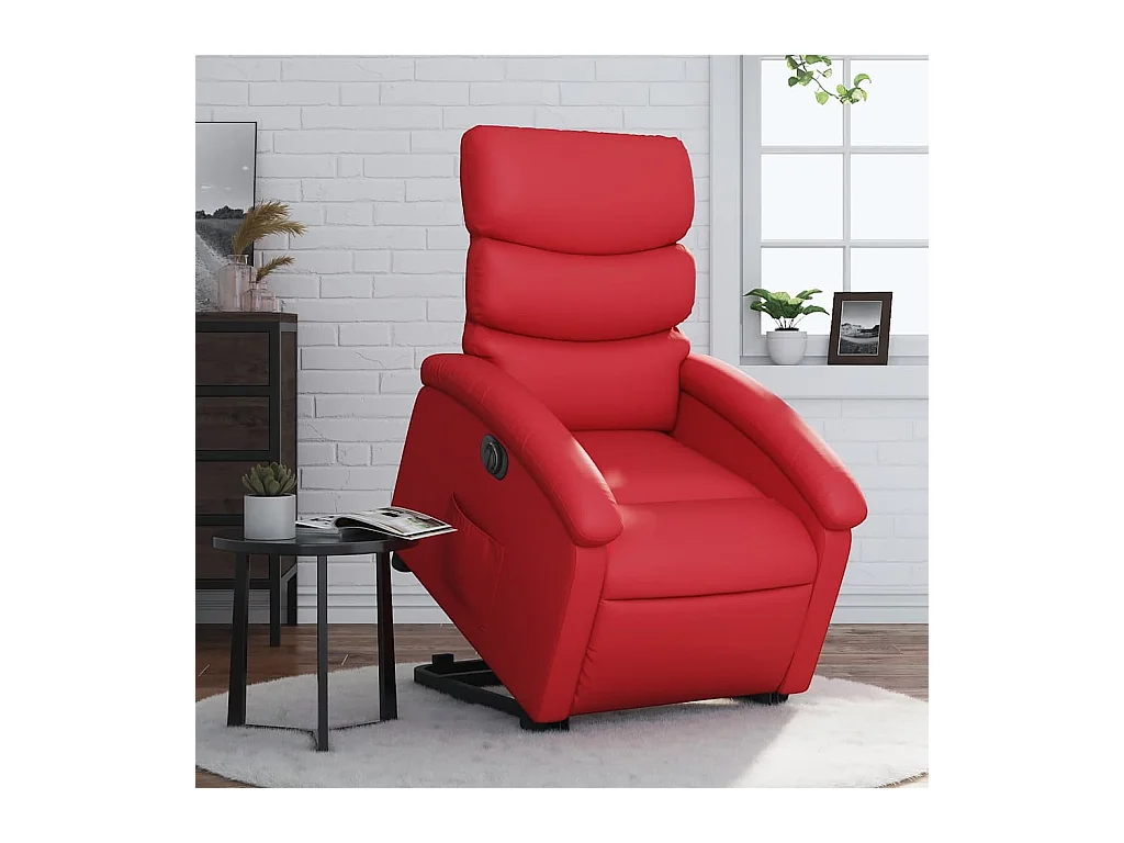 Silla de relax | Sillón elevable eléctrico cuero artificial rojo SHL2041