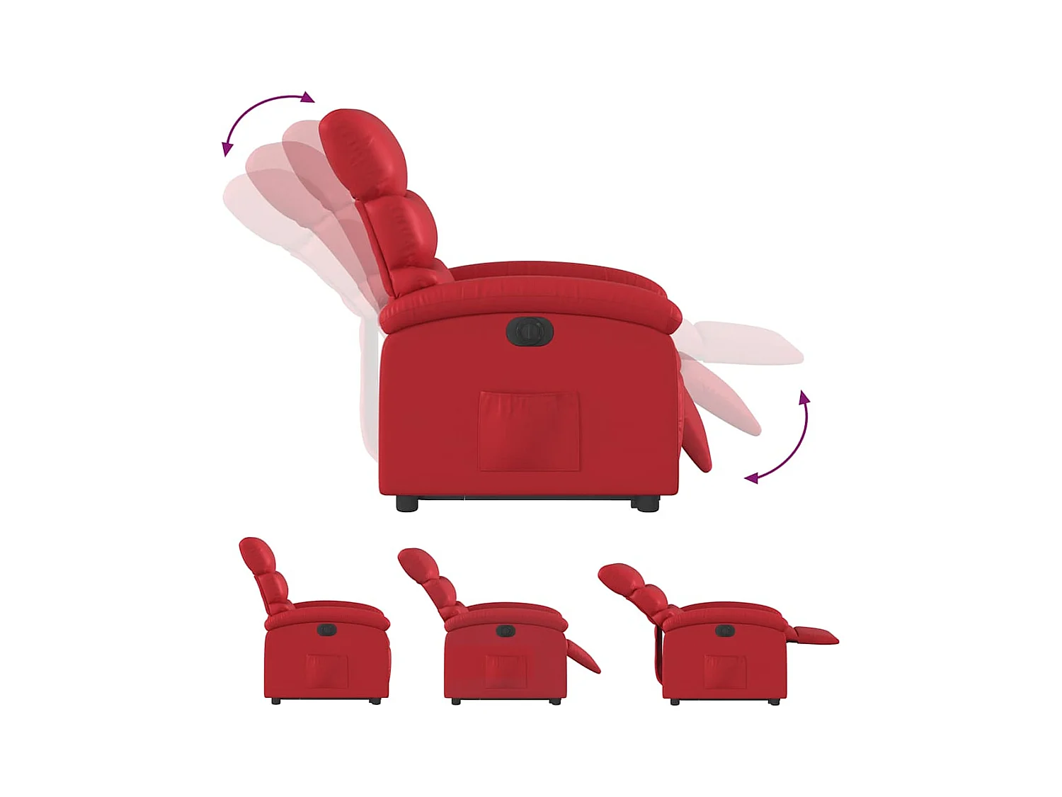 Silla de relax | Sillón elevable eléctrico cuero artificial rojo SHL2041