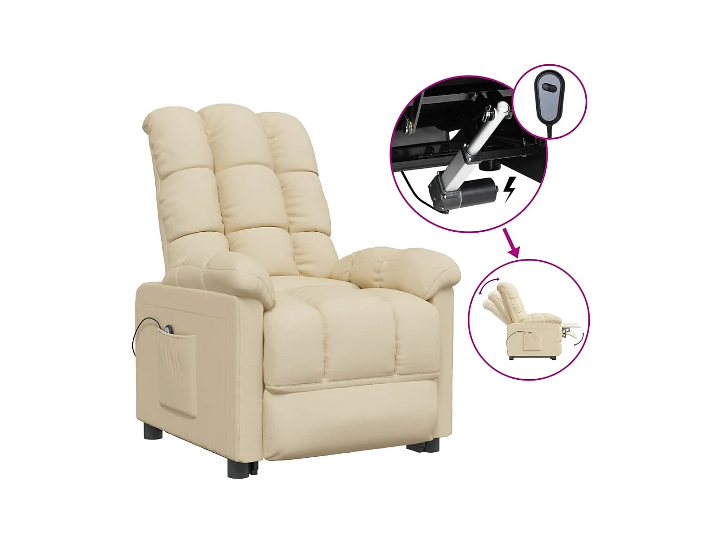 Fauteuil inclinable électrique-Chaise de relax Crème Tissu SHL1666