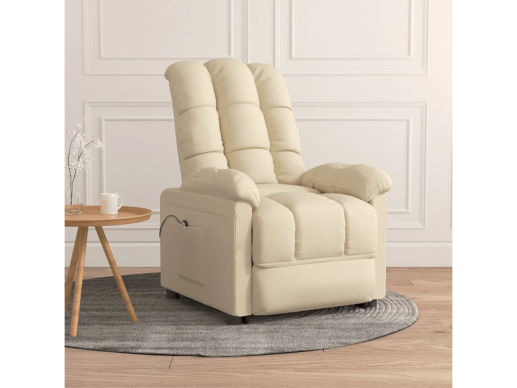 Poltrona da salotto | Sedia Rilassante | Poltrona Elettrica Reclinabile Crema in Tessuto SHL5979