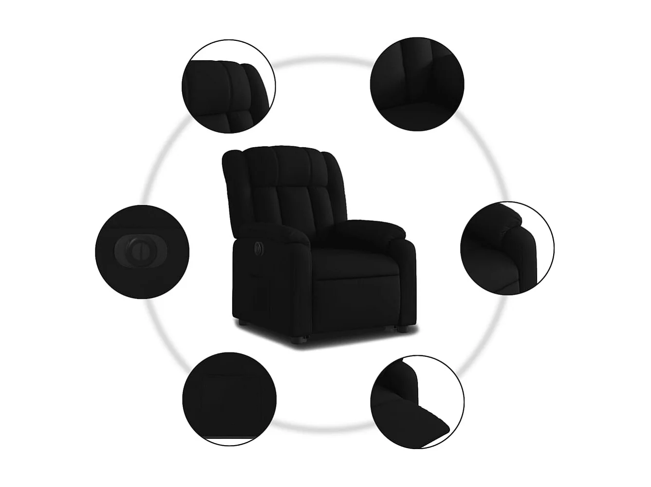 Silla de relax | Sillón eléctrico reclinable elevable de tela negro SHL4882