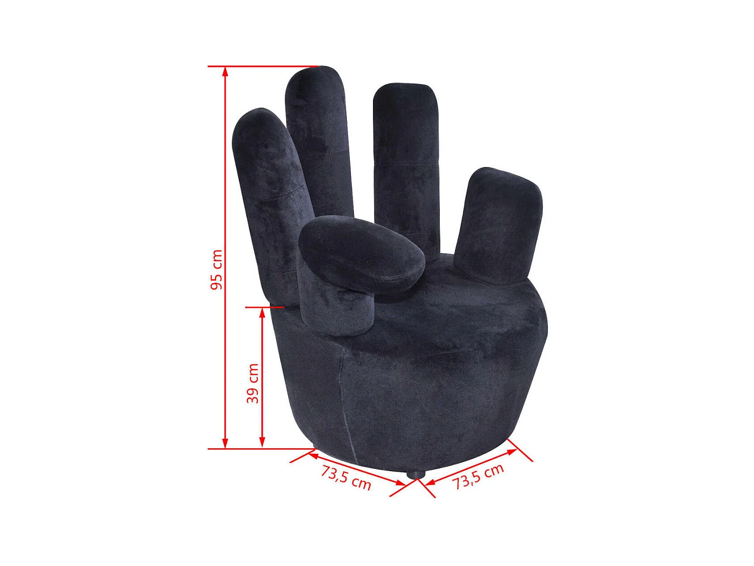Silla de relax | Sillón en forma de mano de terciopelo negro SHL9233