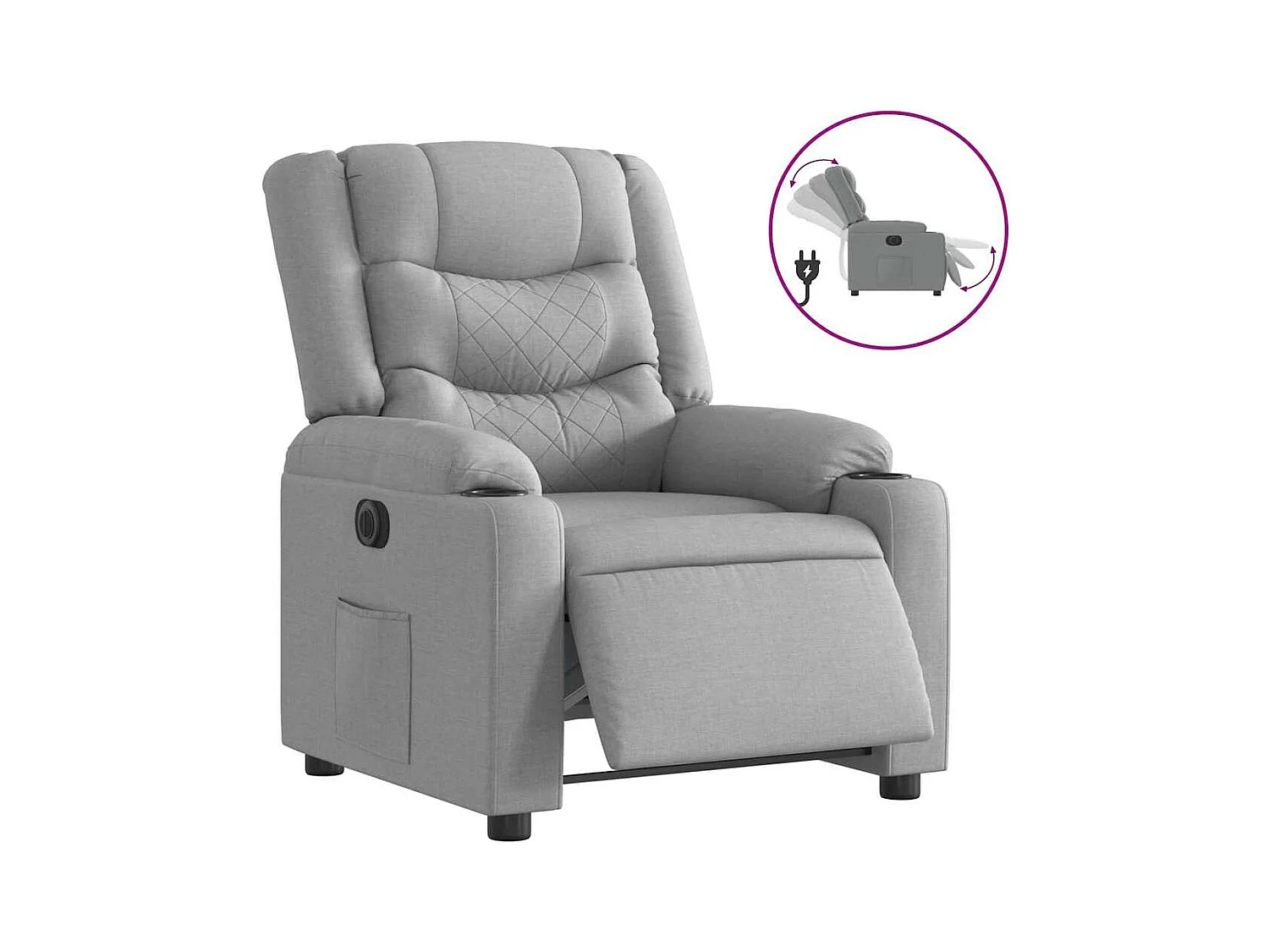 Fauteuil inclinable électrique-Chaise de relax-Fauteuil salon Gris clair Tissu SHL1351