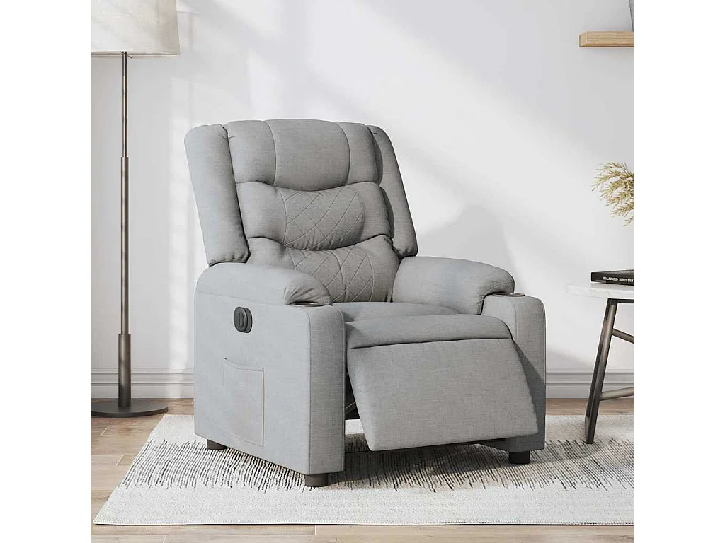 Fauteuil inclinable électrique-Chaise de relax-Fauteuil salon Gris clair Tissu SHL1351