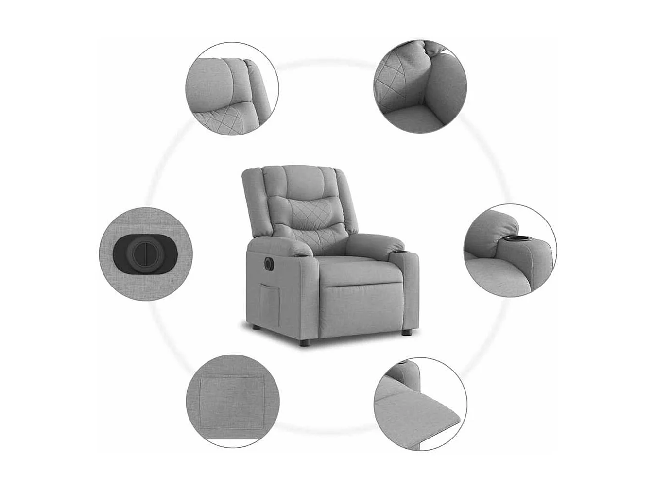 Fauteuil inclinable électrique-Chaise de relax-Fauteuil salon Gris clair Tissu SHL1351