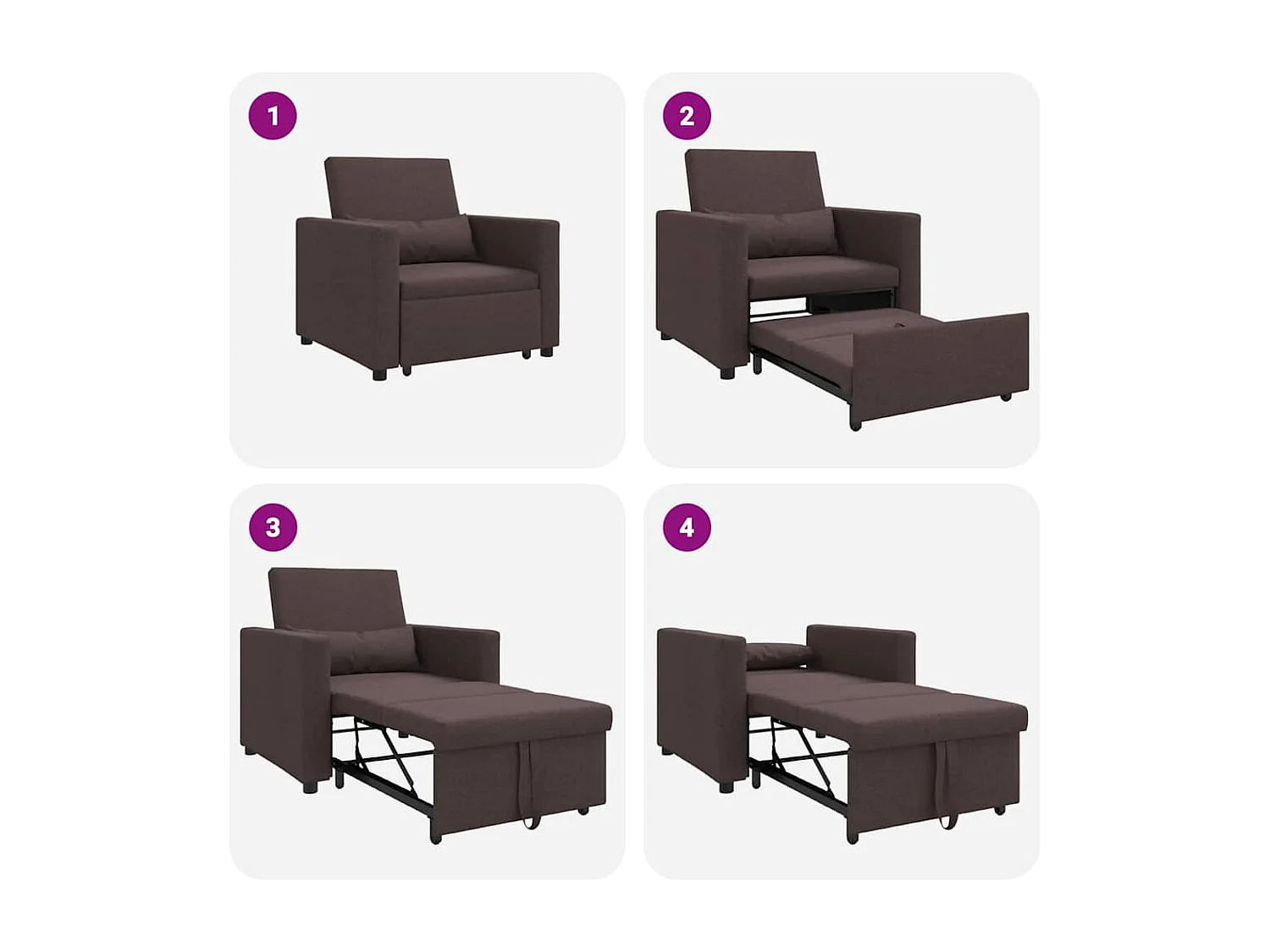 Sofá cama single Castanho escuro 90x165x87 cm tecido SHL302931