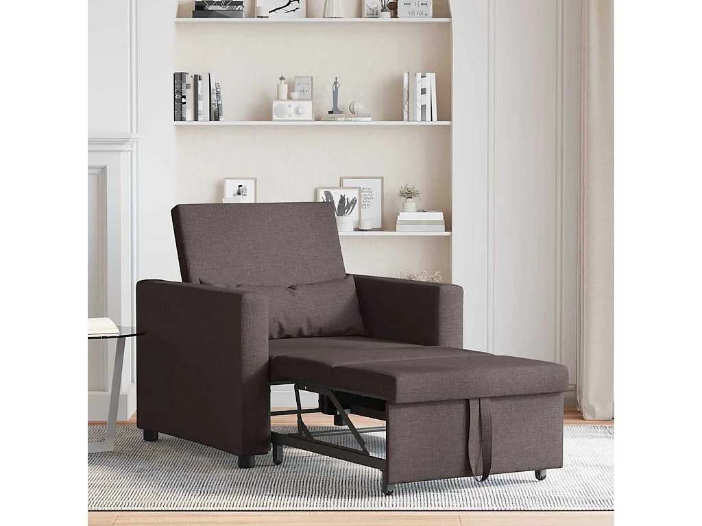 Sofá cama single Castanho escuro 90x165x87 cm tecido SHL302931
