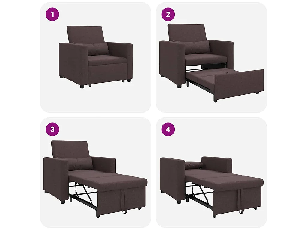 Poltrona Salotto | Divano letto estraibile singolo Marrone scuro 90x165x87cm SHL8766
