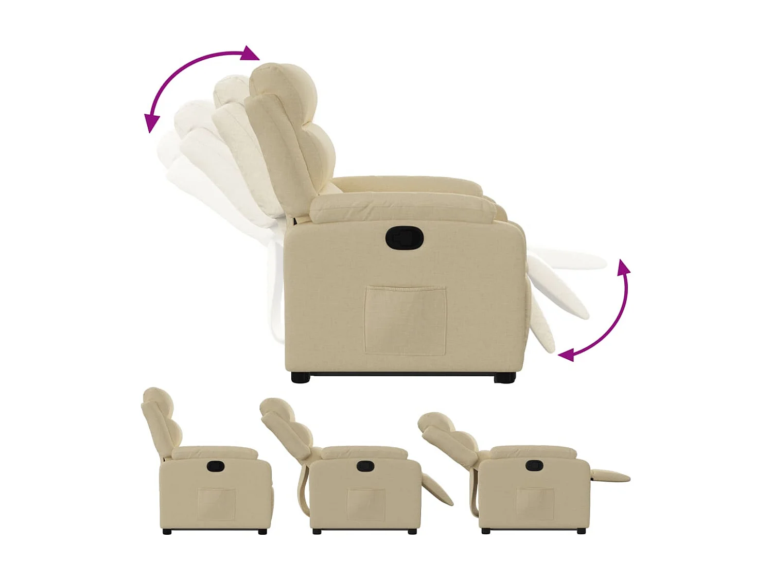 Sillón de relax | Sillón reclinable elevable de tela color crema SHL5155