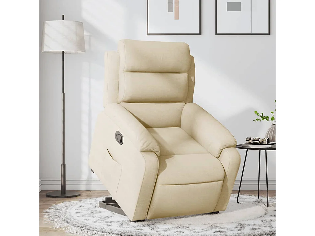 Fauteuil inclinable-Chaise de relax-Fauteuil salon Crème Tissu SHL1634