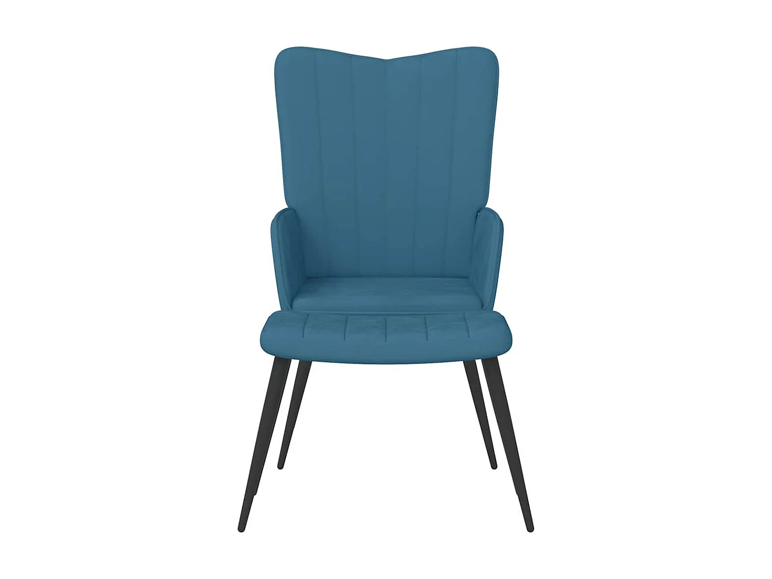 Relaxsessel mit Hocker | Lounge Sessel Blau Samt SHL51220