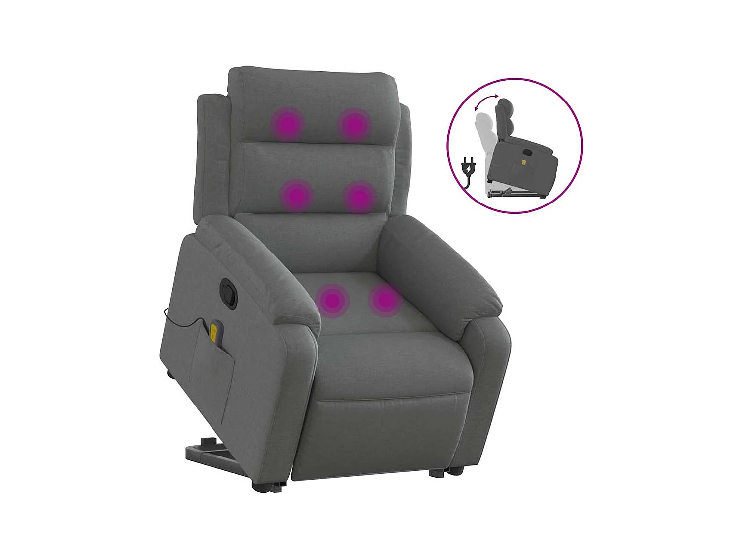 Fauteuil inclinable-Chaise de relax-Fauteuil de Massage Gris foncé Tissu SHL3109