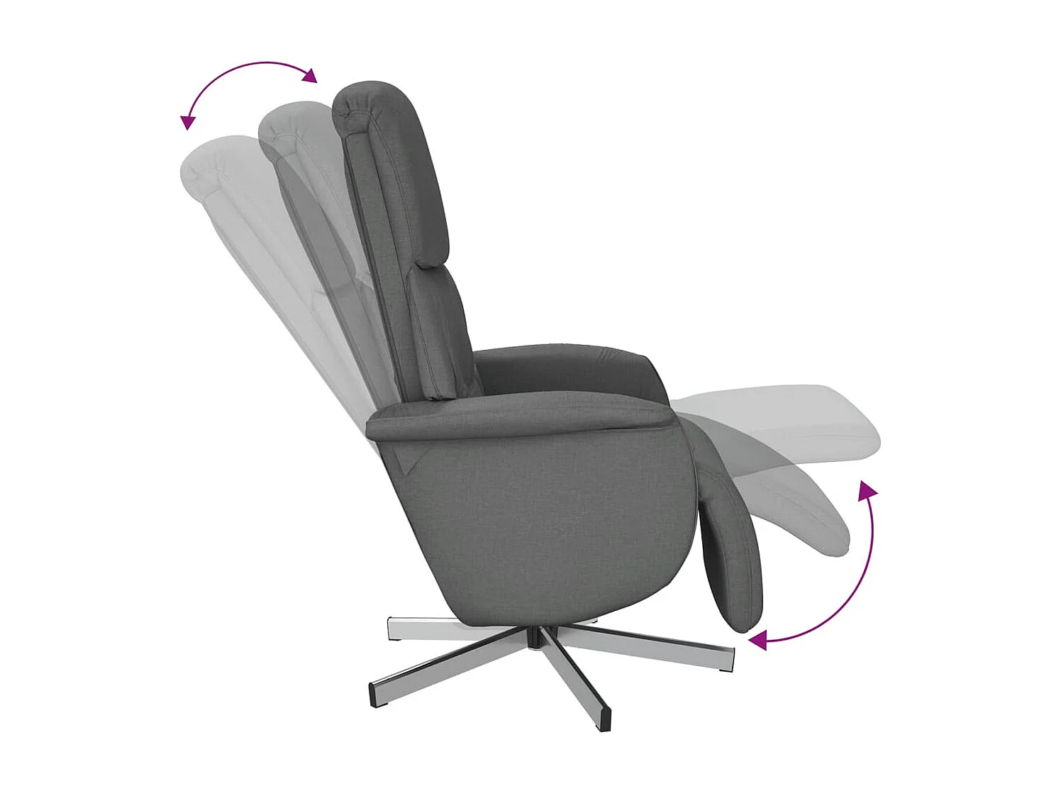 Sillón de relax | Sillón reclinable con reposapiés tela gris oscuro SHL5291