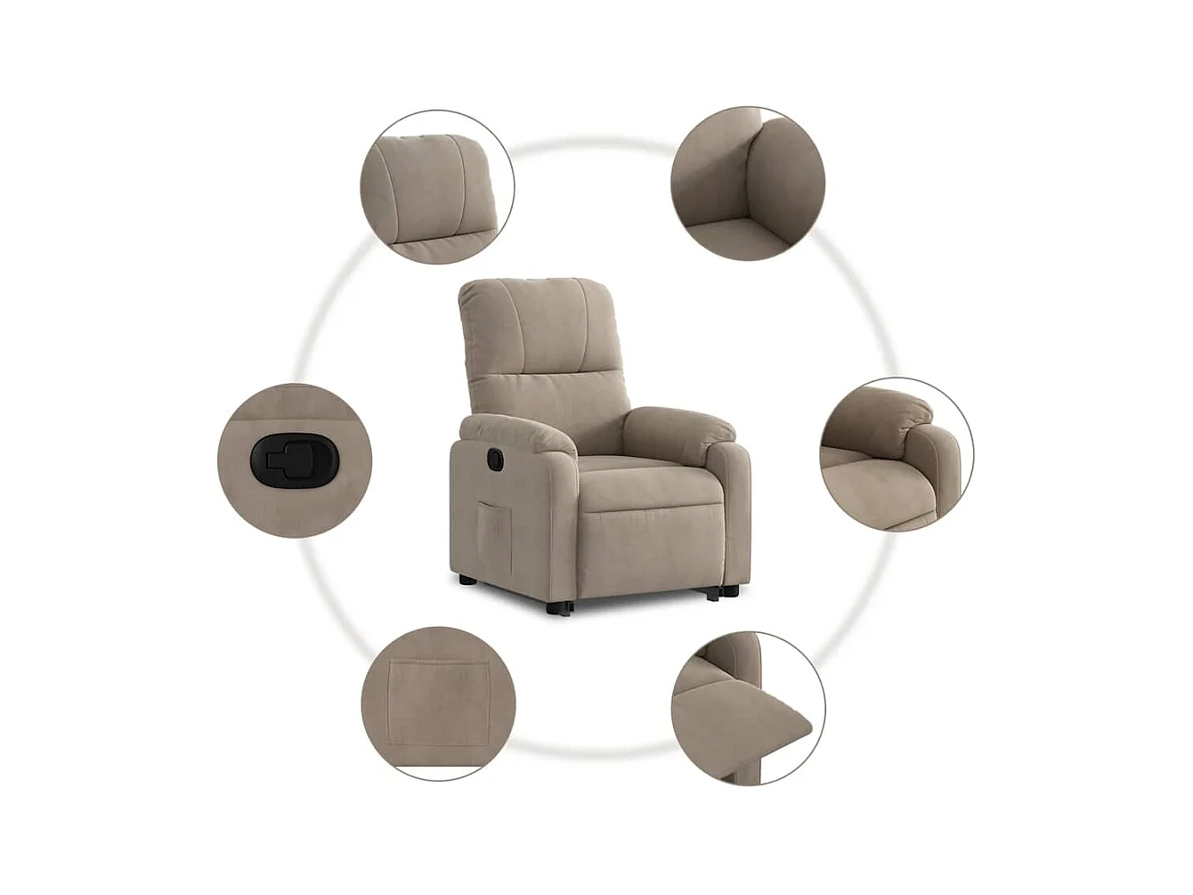 Sillón de relax | Sillón reclinable elevable tela de microfibra gris taupe SHL7646