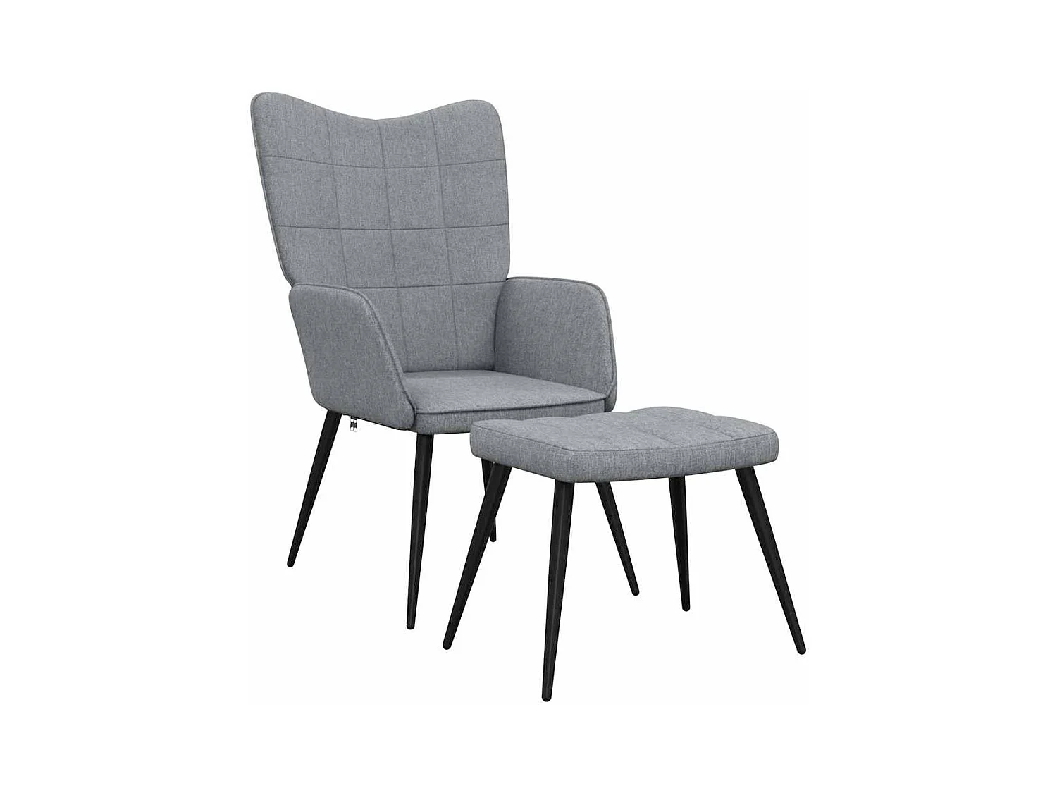 Chaise de relaxation moderne avec tabouret-Fauteuil de Salon Gris clair Tissu SHL3459