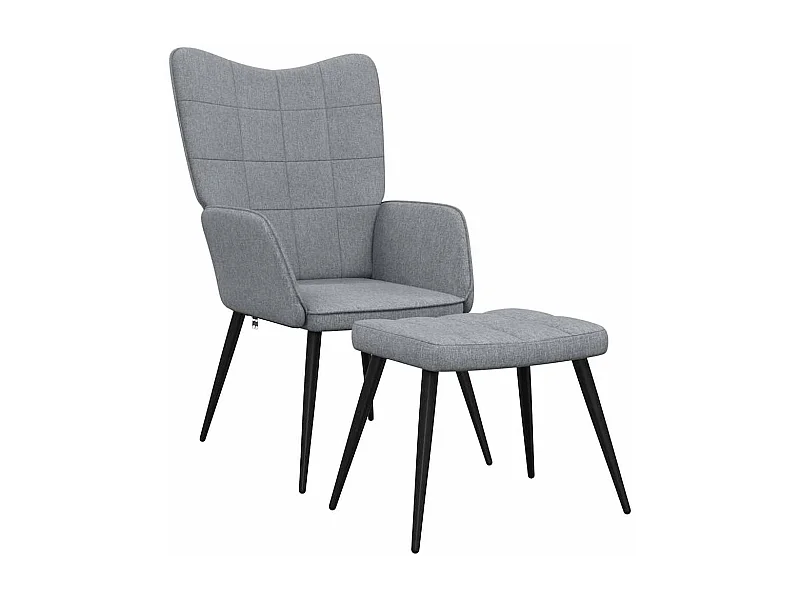 Chaise de relaxation moderne avec tabouret-Fauteuil de Salon Gris clair Tissu SHL3459