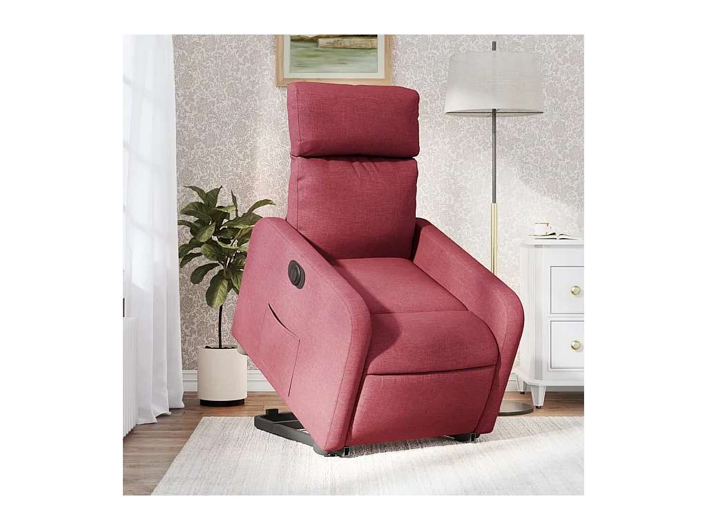 Fauteuil inclinable électrique-Chaise de relax-Fauteuil salon rouge bordeaux tissu SHL1087