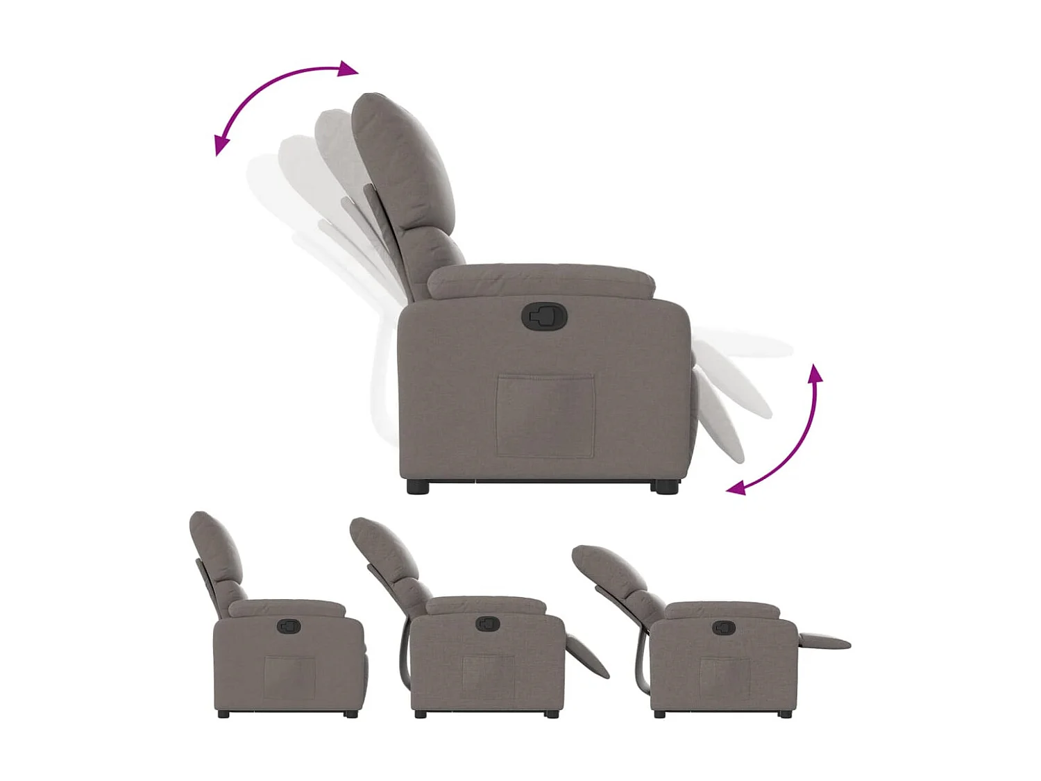 Relaxsessel | Lounge Sessel für Wohnzimmer mit Aufstehhilfe Taupe Stoff SHL96005