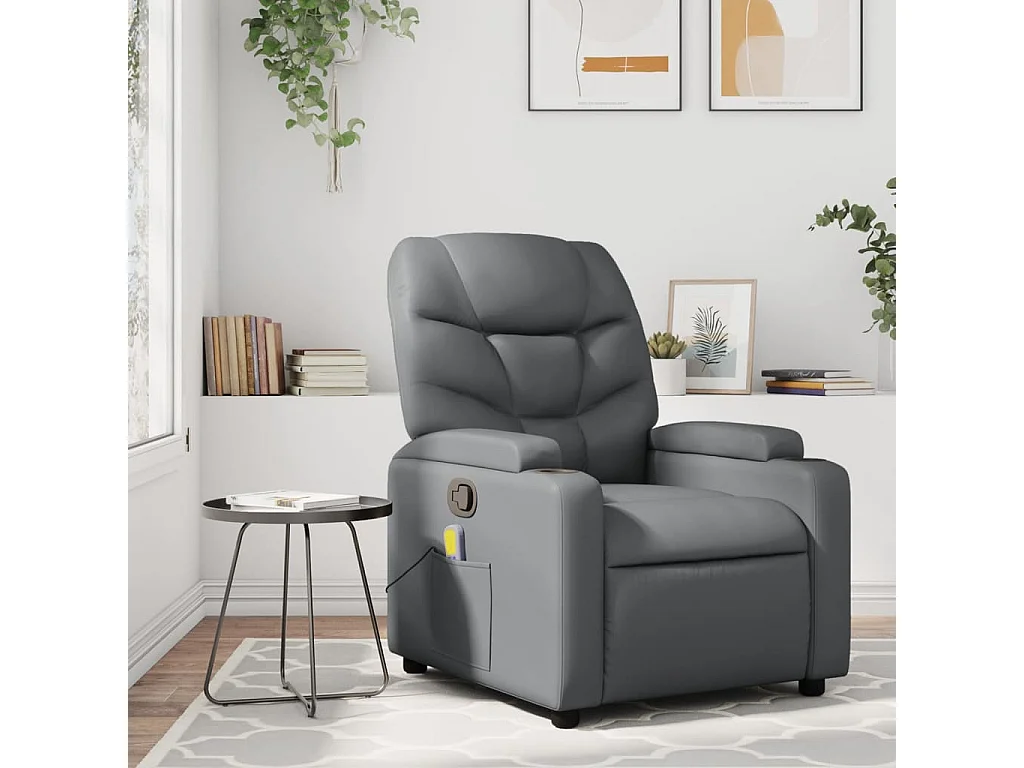 Fauteuil inclinable-Chaise de relax-Fauteuil de Massage gris similicuir SHL2872