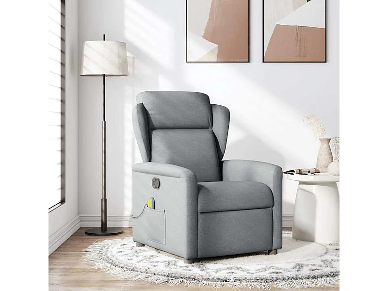 Sillón de relax | Sillón reclinable de masaje de tela gris claro SHL8240