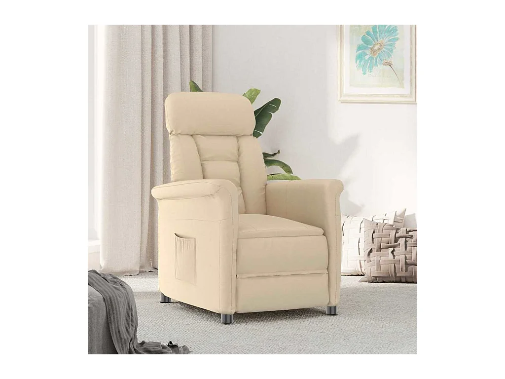 Fauteuil de salon-Fauteuil relax Crème Crème 70.5x96.5x95 cm Tissu et métal SHL1955
