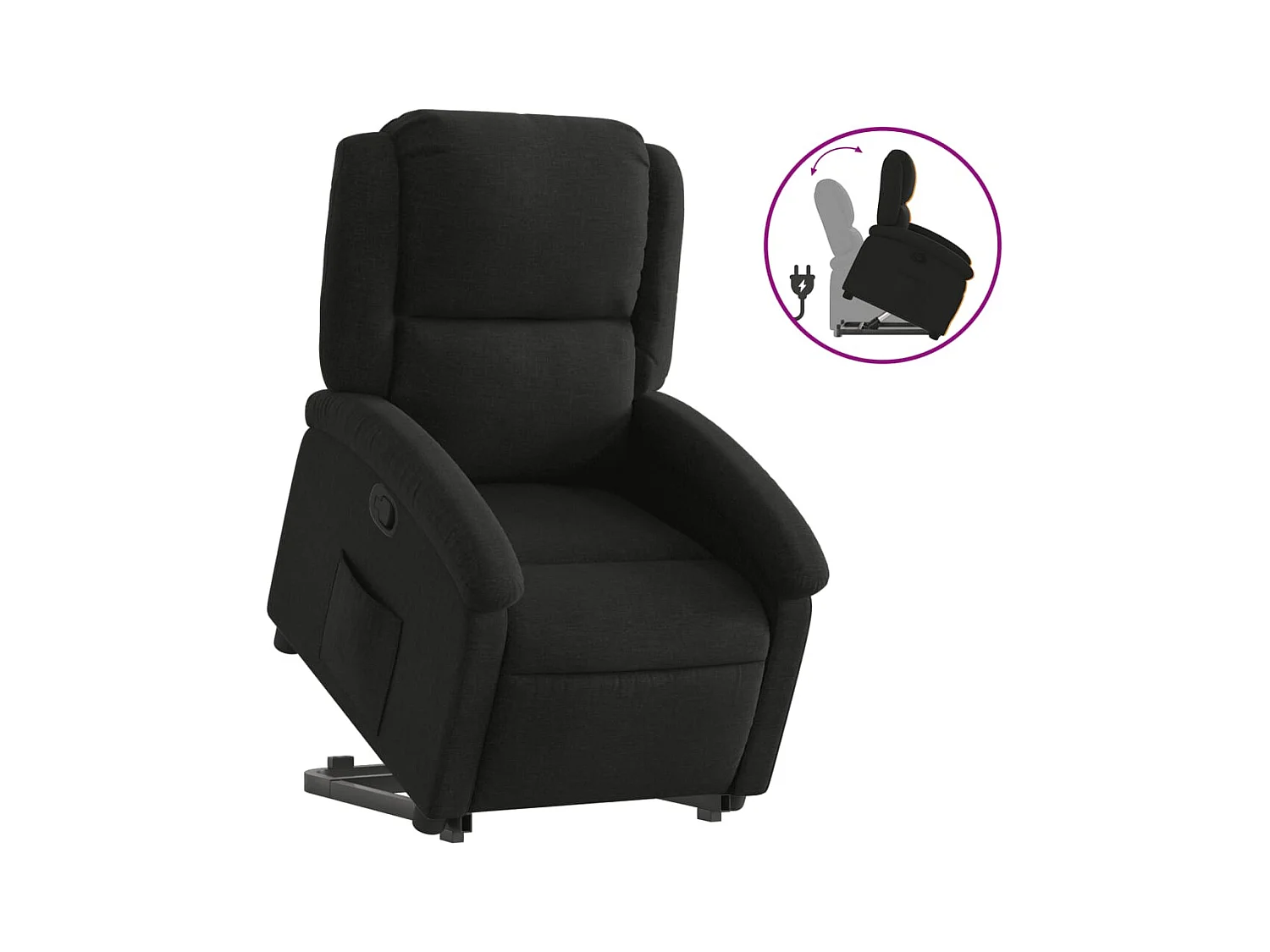 Fauteuil inclinable-Chaise de relax-Fauteuil salon noir tissu SHL4549