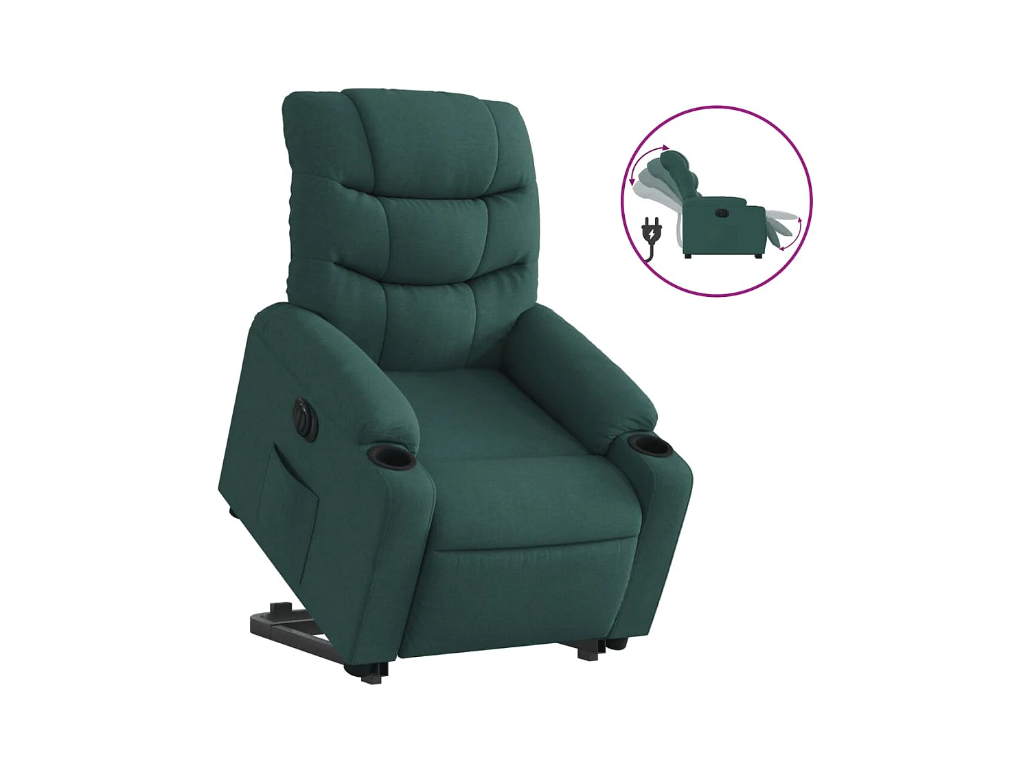 Silla de relax | Sillón eléctrico reclinable elevable de tela verde oscuro SHL9500