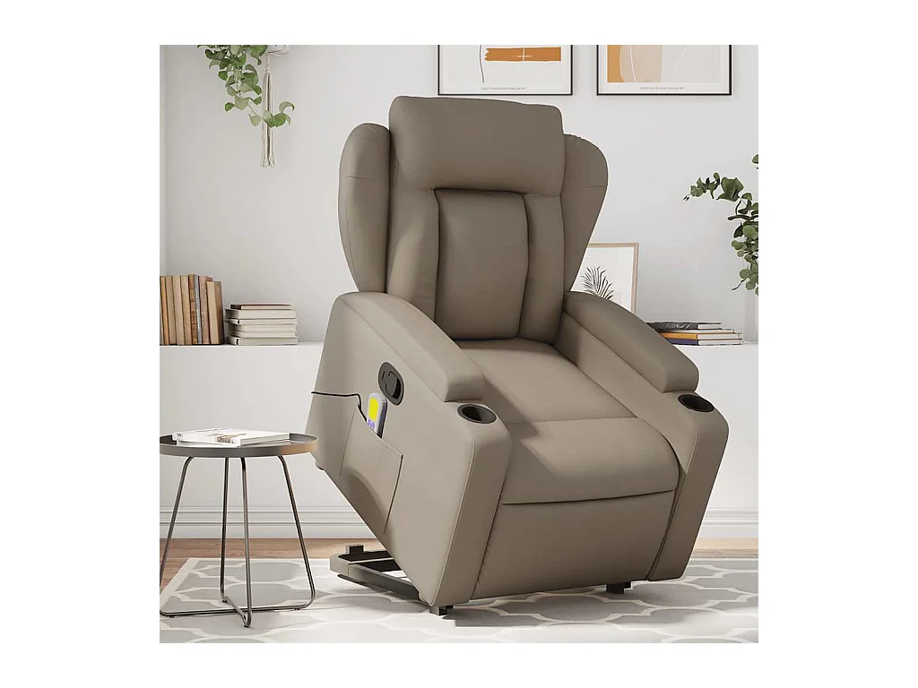 Fauteuil inclinable-Chaise de relax-Fauteuil de Massage Cappuccino Similicuir SHL4257