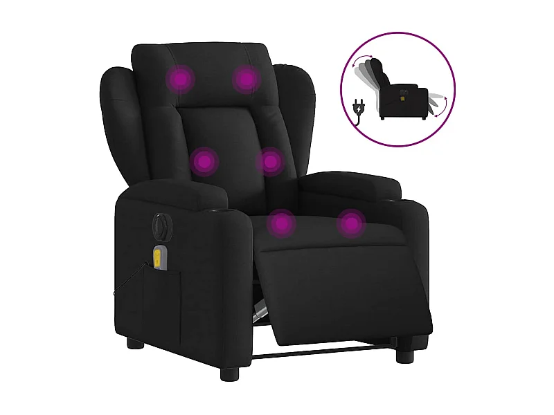 Fauteuil inclinable électrique-Fauteuil de massage pour Salon Noir Tissu SHL4136