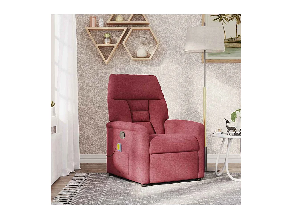 Fauteuil inclinable-Chaise de relax-Fauteuil de Massage Rouge bordeaux Tissu SHL5368