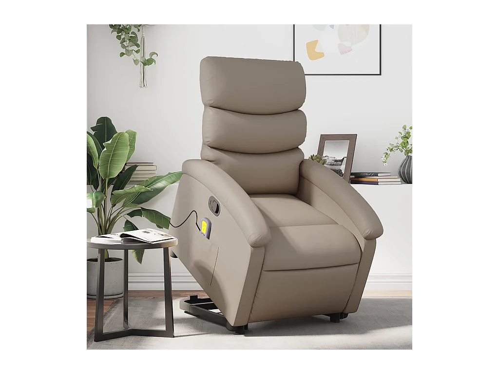 Sillón de relax | Sillón reclinable masaje pie cuero artificial color capuchino SHL5881