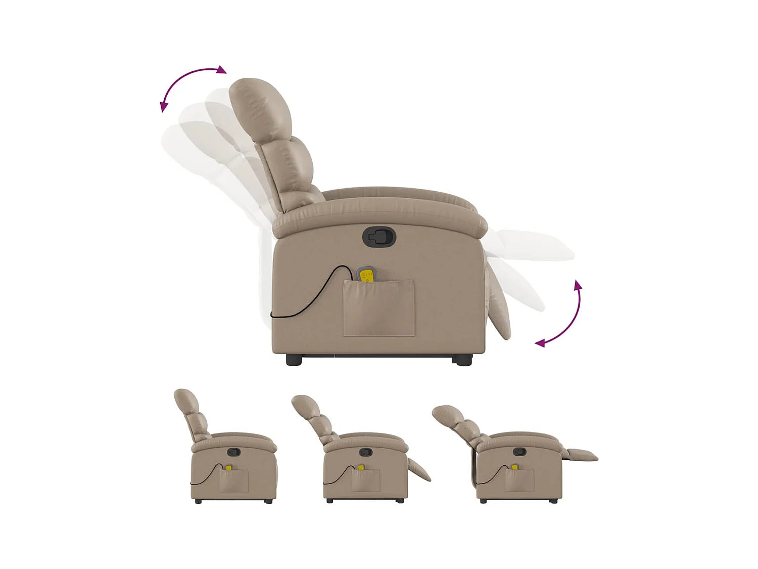 Sillón de relax | Sillón reclinable masaje pie cuero artificial color capuchino SHL5881