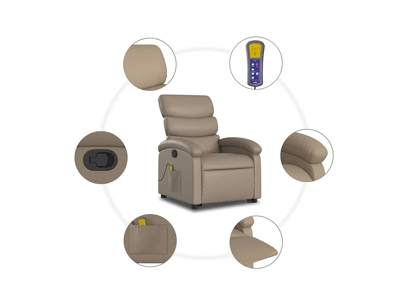 Sillón de relax | Sillón reclinable masaje pie cuero artificial color capuchino SHL5881