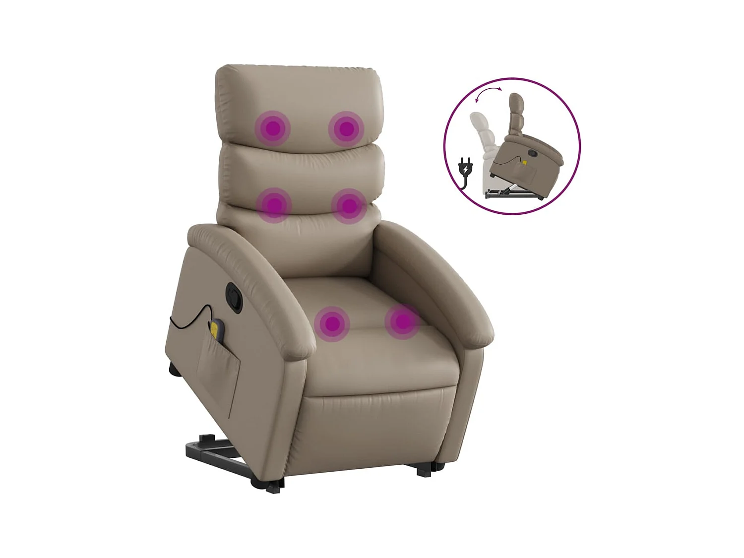Fauteuil inclinable-Chaise de relax-Fauteuil de Massage Cappuccino Similicuir SHL3766