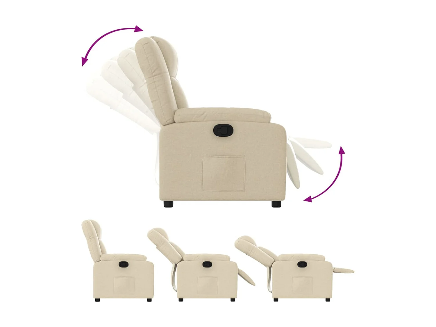 Stoel | Relaxfauteuil | Relaxstoel crème stof