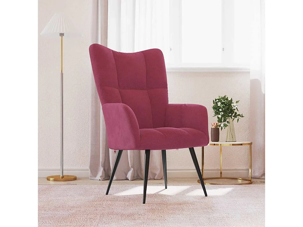 Relaxsessel | Lounge Sessel Weinrot Samt SHL92972