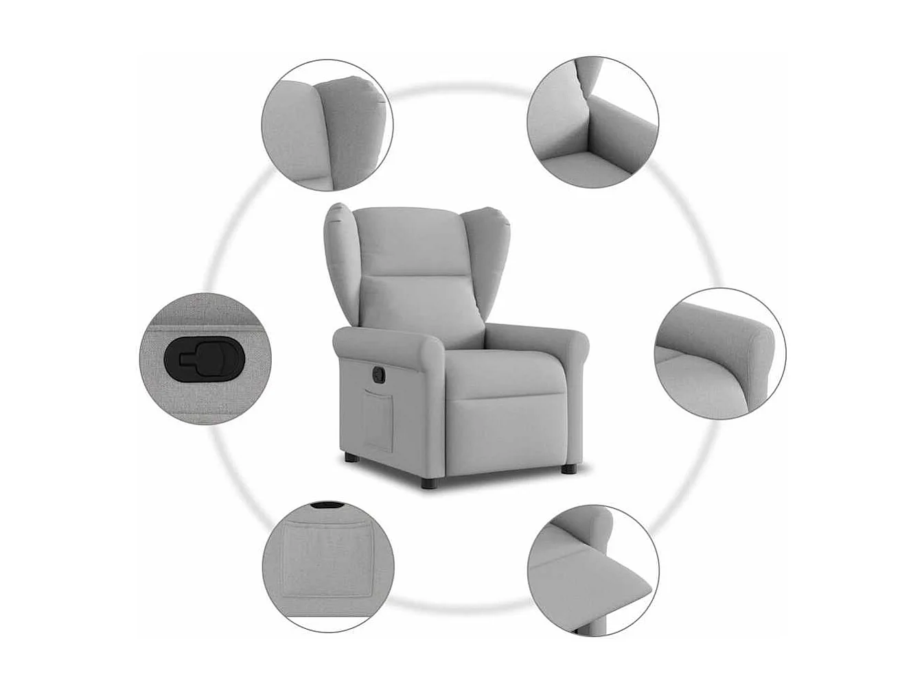 Relaxsessel | Lounge Sessel für Wohnzimmer Wolkengrau Stoff SHL73544