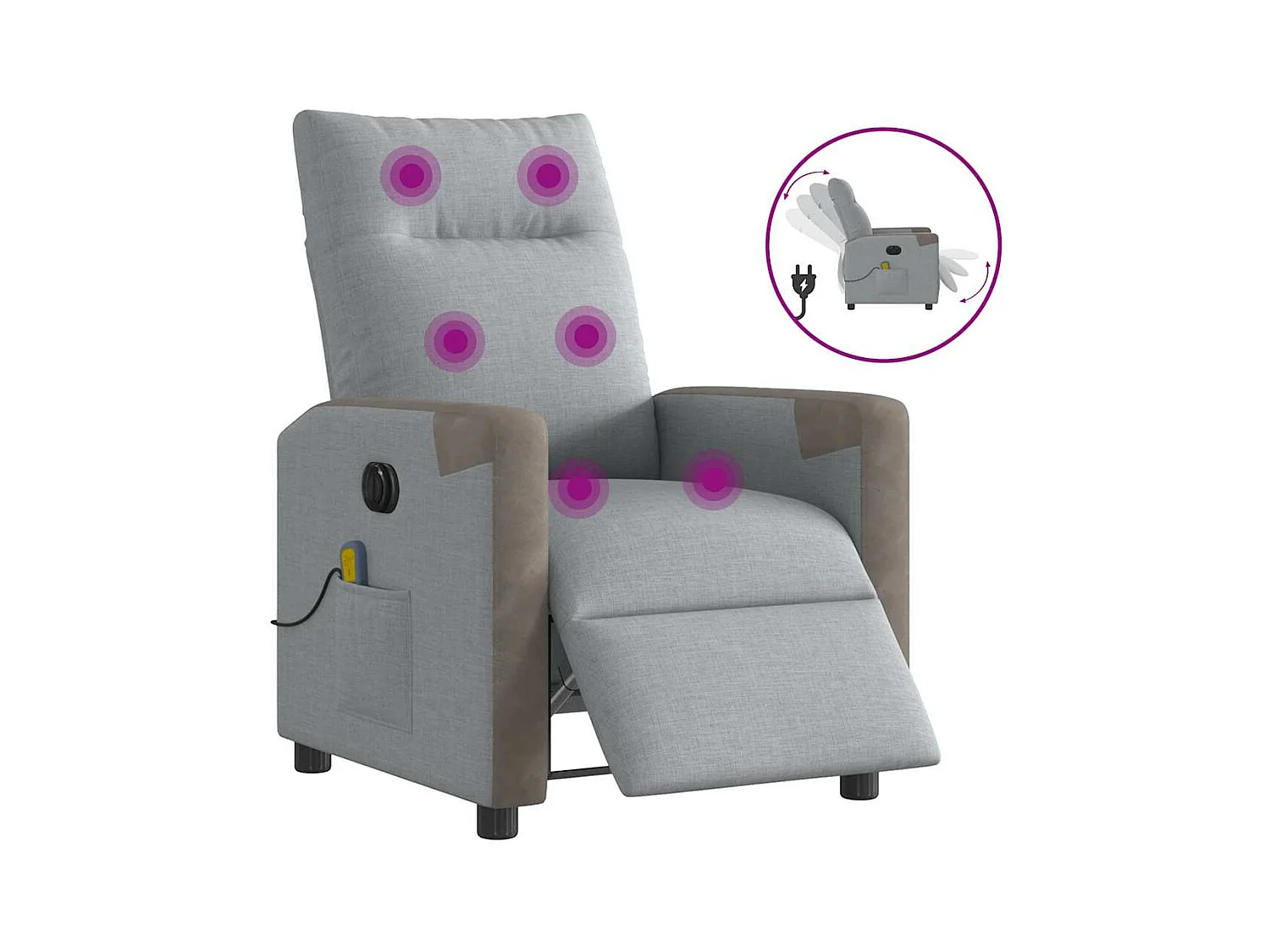 Fauteuil inclinable électrique-Fauteuil de massage de Salon gris clair tissu SHL4058