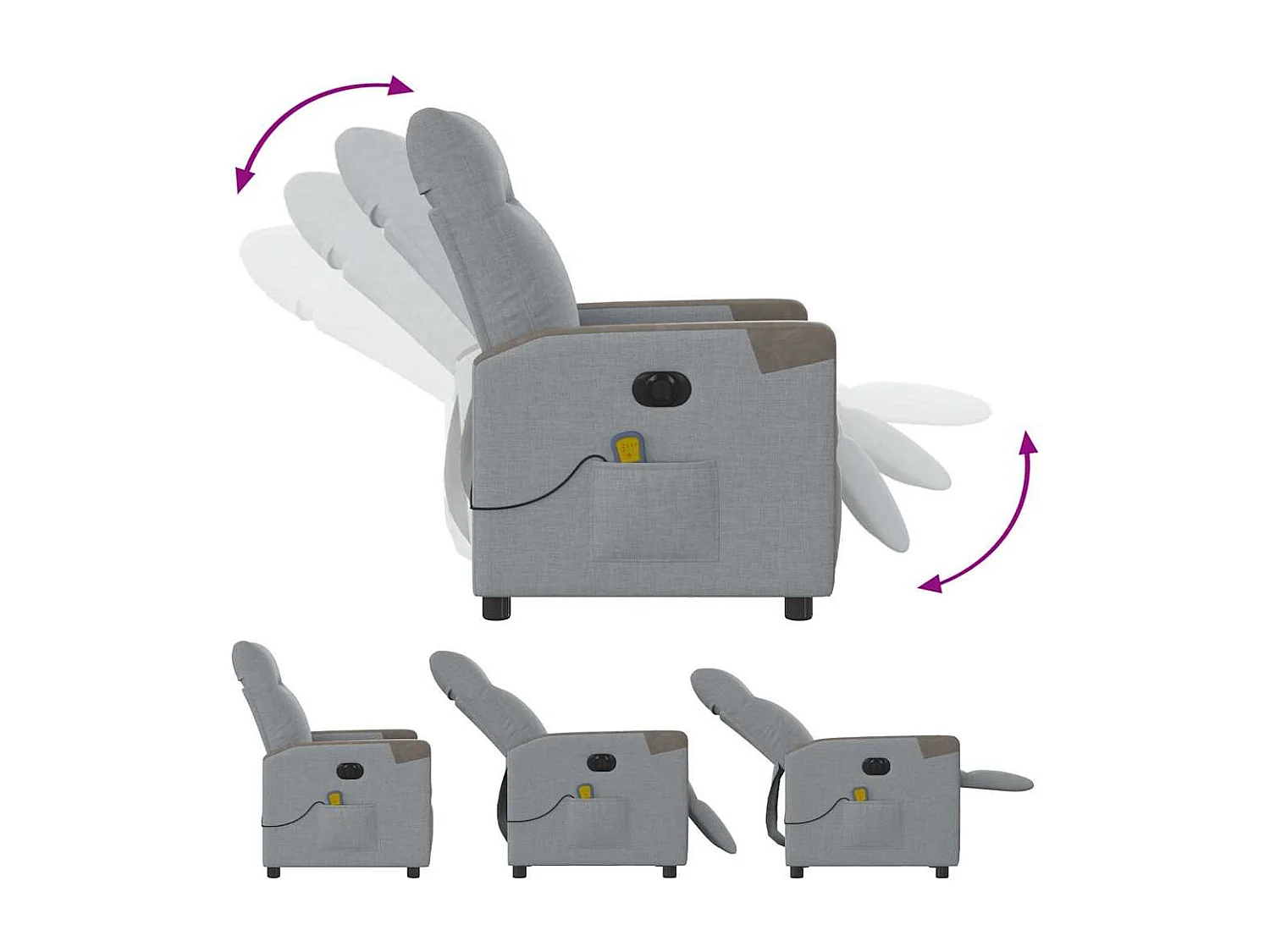 Fauteuil inclinable électrique-Fauteuil de massage de Salon gris clair tissu SHL4058