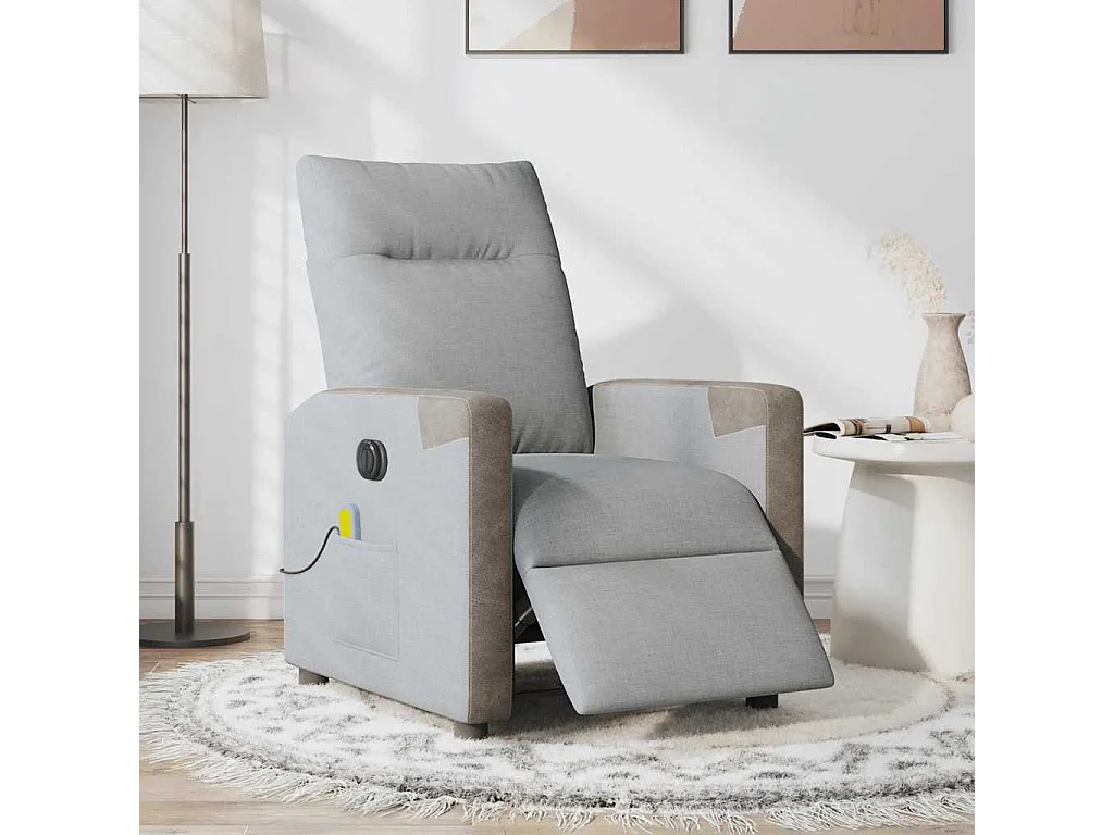 Poltrona Salotto | Sedia | Poltrona Reclinabile Massaggio Elettrica Grigio Chiaro Tessuto SHL5094