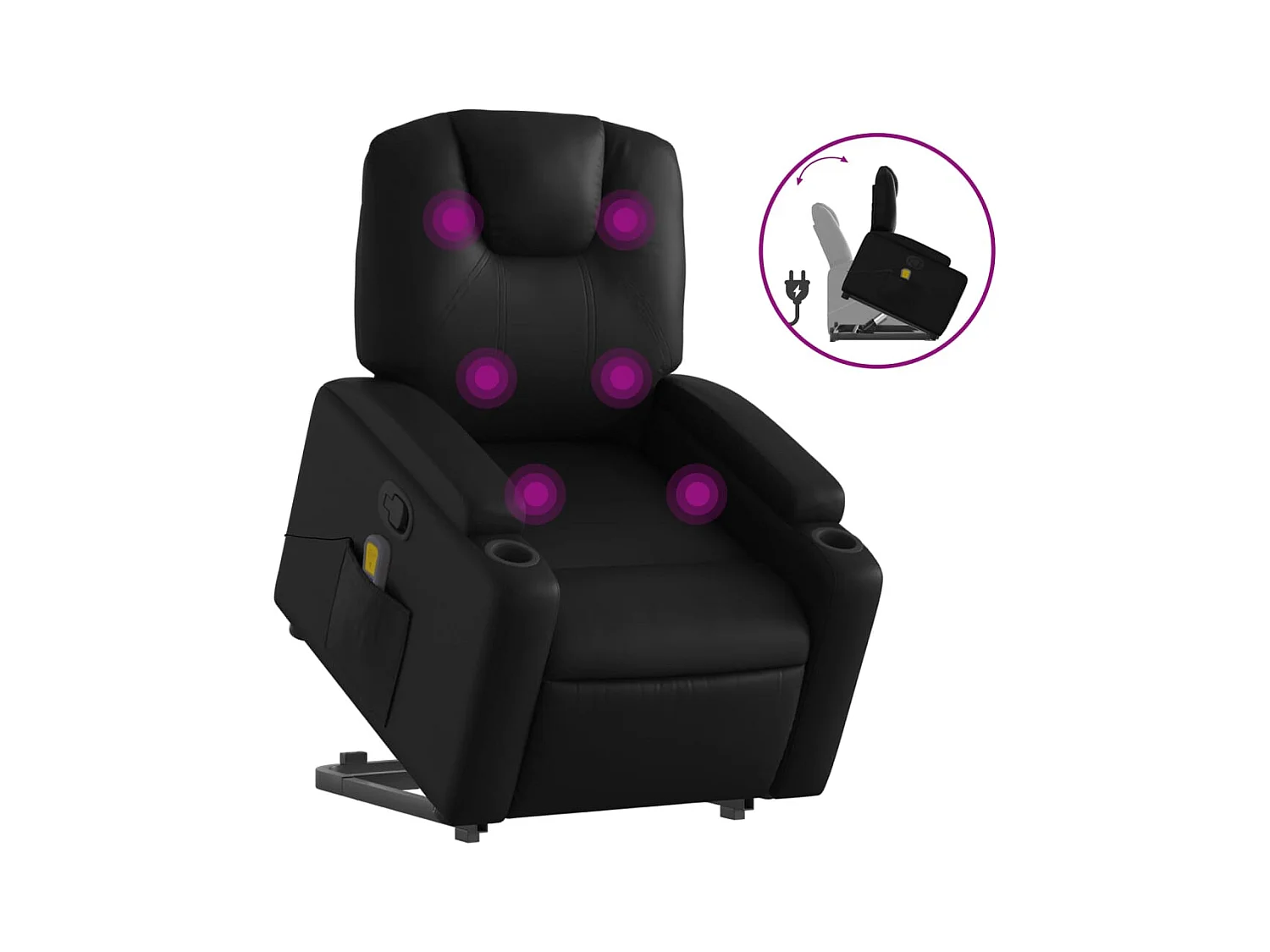 Fauteuil inclinable-Chaise de relax-Fauteuil de Massage Noir Similicuir SHL3121