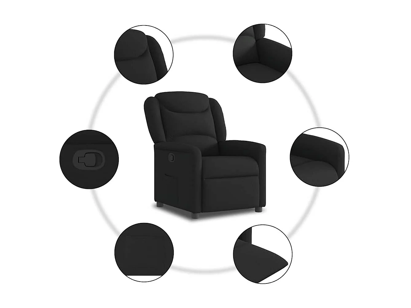 Fauteuil inclinable-Chaise de relax-Fauteuil TV Noir Tissu SHL2939