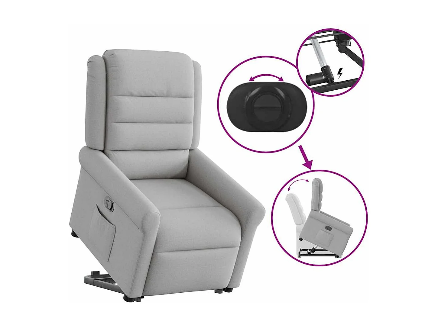 Fauteuil inclinable-Chaise de relax-Fauteuil TV gris nuage tissu SHL5098