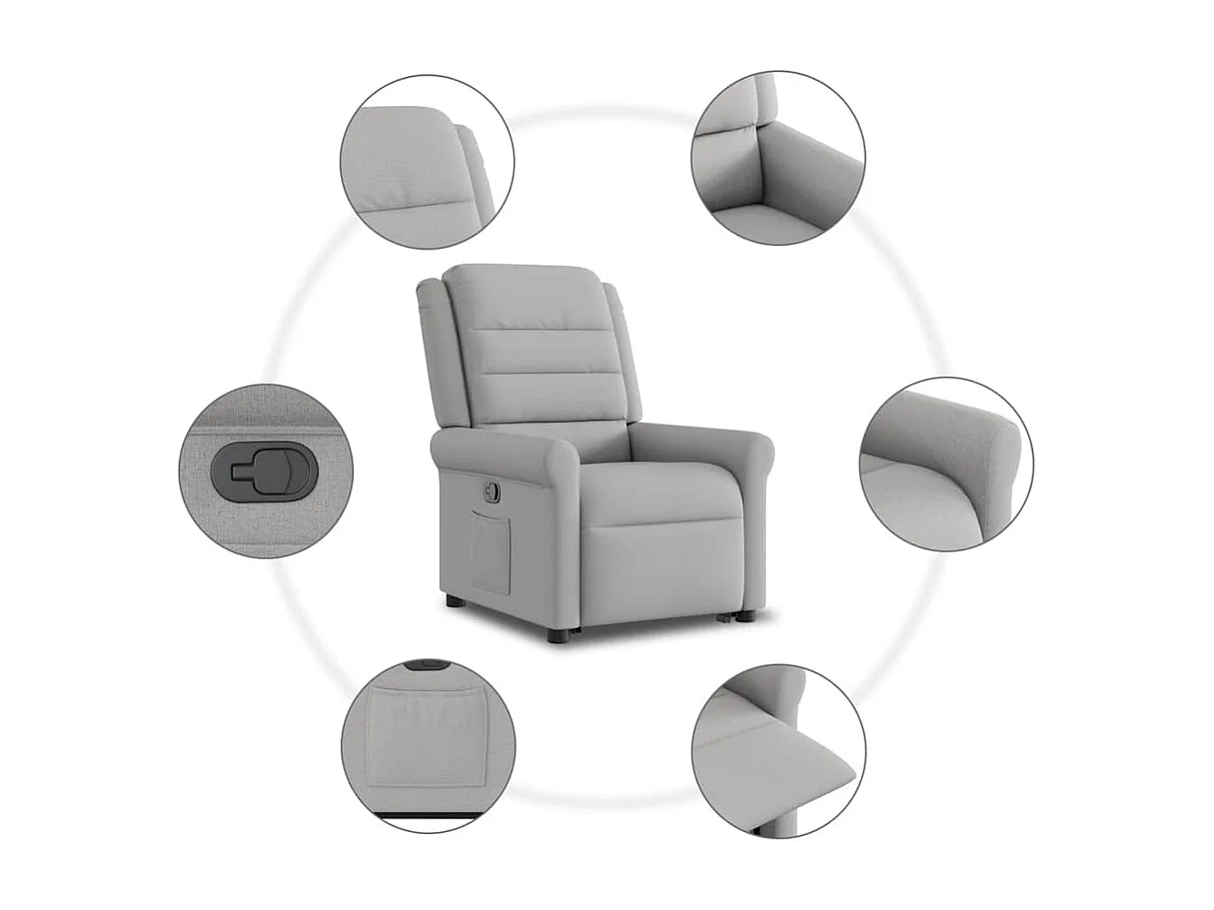 Fauteuil inclinable-Chaise de relax-Fauteuil TV gris nuage tissu SHL5098