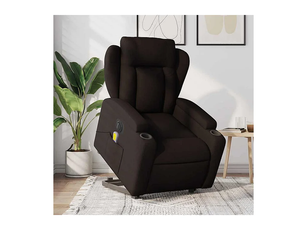 Sillón de salón | Silla | Sillón masaje eléctrico reclinable elevable tela marrón oscuro SHL5624