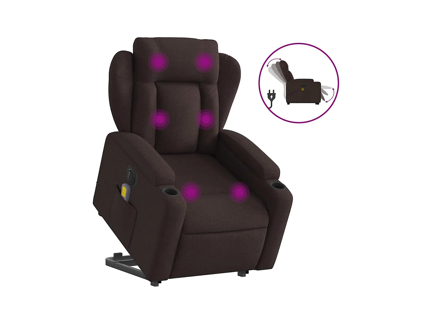 Fauteuil inclinable électrique-Chaise-Fauteuil de Massage Marron foncé Tissu SHL5013