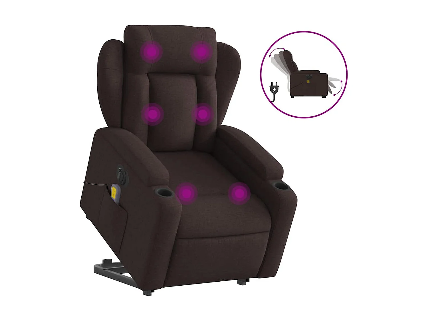 Fauteuil inclinable électrique-Chaise-Fauteuil de Massage Marron foncé Tissu SHL5013