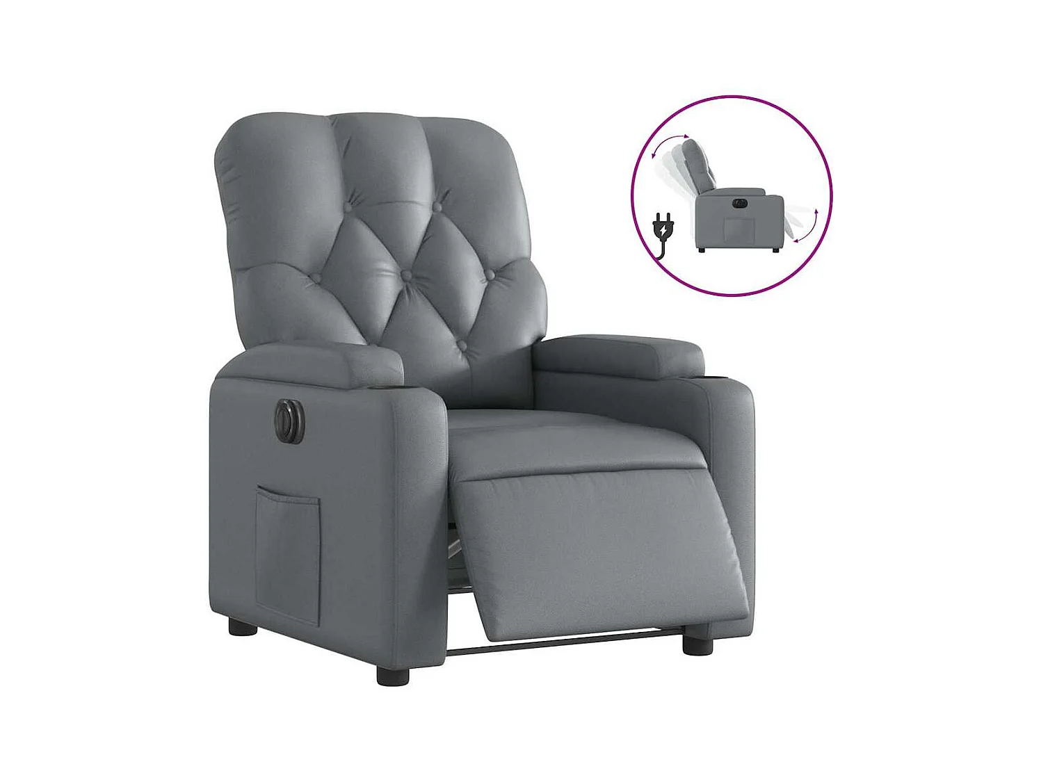 Fauteuil inclinable électrique-Chaise de relax-Fauteuil salon Gris Similicuir SHL5366