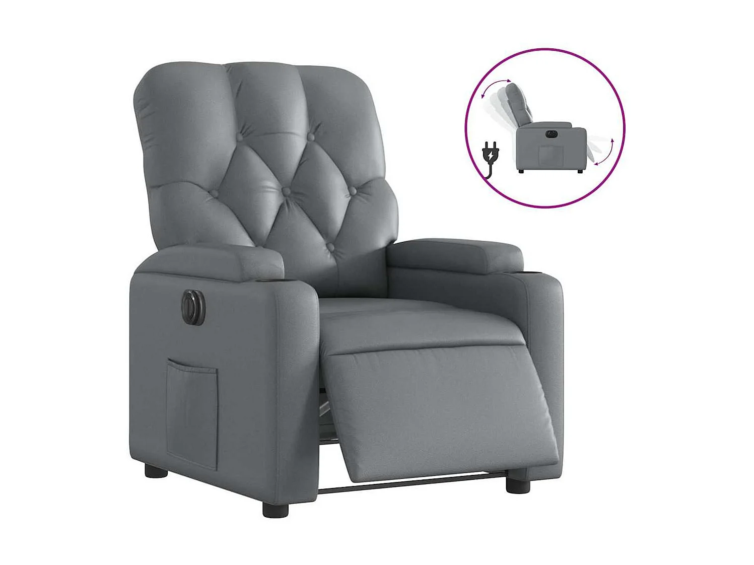 Relaxsessel Elektrisch | Lounge Sessel indoor Grau Kunstleder SHL49734