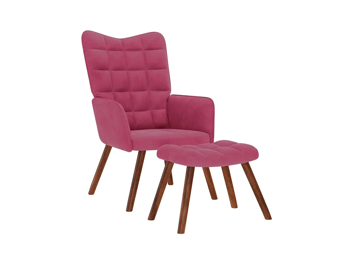 Chaise de relaxation moderne avec tabouret-Fauteuil de Salon Bordeaux Velours SHL3579